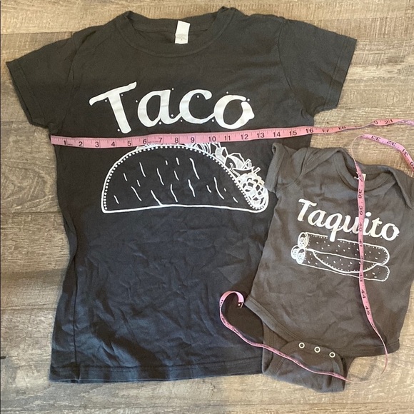 Rabbit Skins Black Short Sleeve Tees with Taco Designs NWOT Mommy & Baby set - Picture 7 of 8